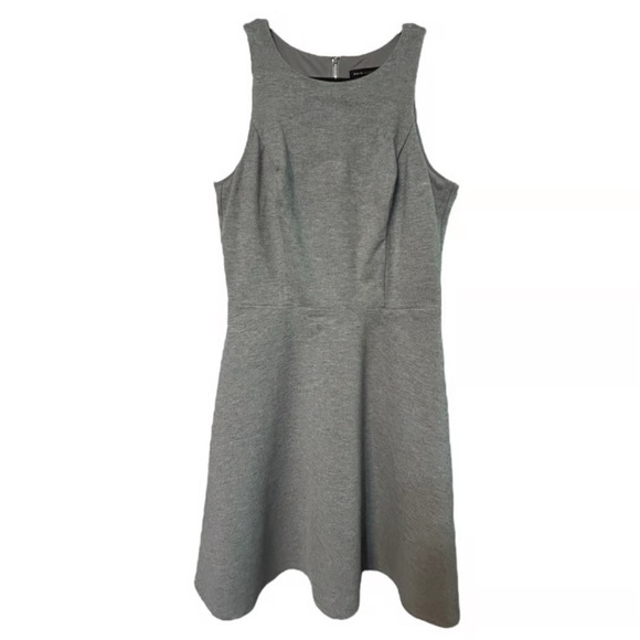 White House Black Market Skater Dress Gray Pockets Fit And Flare Sleeveless - Picture 2 of 9